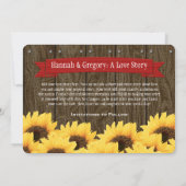 RED RUSTIC SUNFLOWER BEWAREN DE DATUMKAART SAVE THE DATE (Achterkant)
