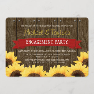 RED RUSTIC SUNFLOWER ENGAGTY KAART
