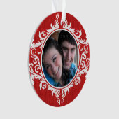 Red Rustic Swirls Holiday Photo Ornament (voorkant)