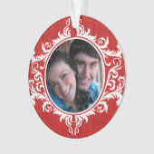 Red Rustic Swirls Holiday Photo Ornament (voorkant)