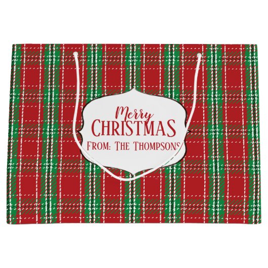 Red Rustic Tartan Pset Pattern Winter Holiday Groot Cadeauzakje (Voorkant)
