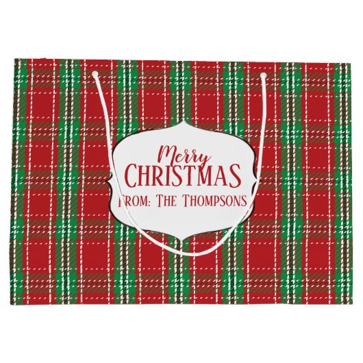Red Rustic Tartan Pset Pattern Winter Holiday Groot Cadeauzakje (Achterkant)