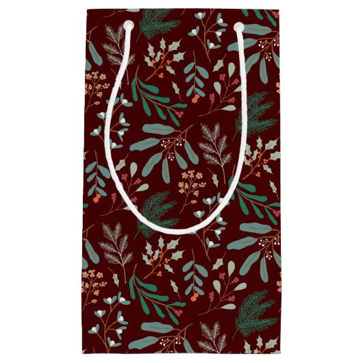 Red Rustic Winter Botanical Klein Cadeauzakje (Voorkant)