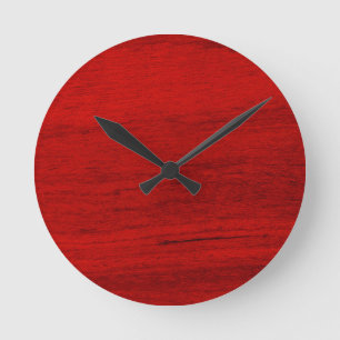 Red Rustic Wood Digital Print Ronde Klok