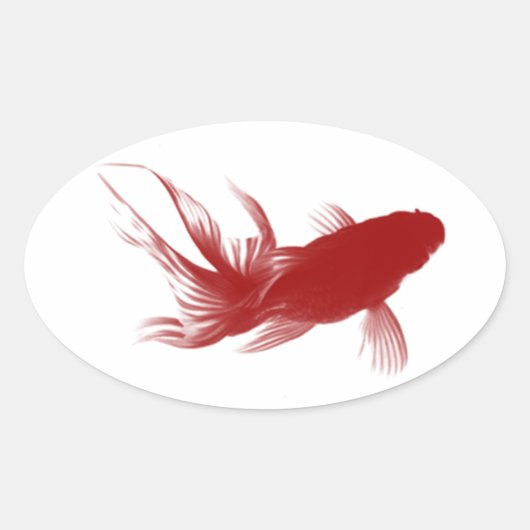 Red Ryukin Goldfish Ovale Sticker (Voorkant)