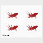 Red Ryukin Goldfish Ovale Sticker (Vel)