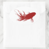 Red Ryukin Goldfish Ovale Sticker (Tas)