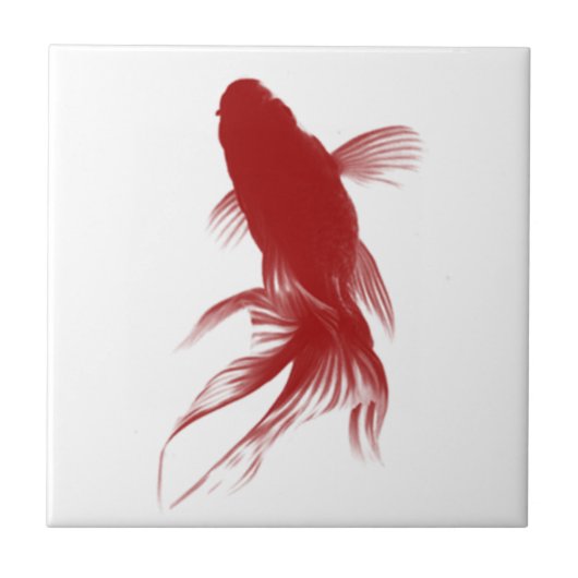 Red Ryukin Goldfish Tegeltje (Voorkant)
