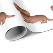 Red Sable Long Hair Dachshund Cartoon Dog Patroon Cadeaupapier (Rol Hoek)