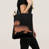 Red Sable Long Hair Dachshund Cartoon Dog - zwart Tote Bag (Dichtbij)