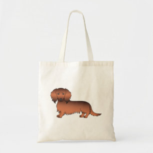 Red Sable Long Hair Dachshund Cute Cartoon Dog Tote Bag