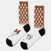 Red Sable Papillon Cartoon Dog met naam en poten Sokken (Links)
