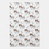 Red Sable Papillon Cartoon Dog Pattern met naam Theedoek (Verticaal)
