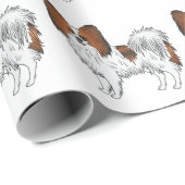 Red Sable Papillon Cute and Happy Dog Pattern Cadeaupapier (Rol Hoek)