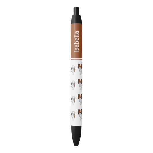 Red Sable Papillon Cute Dogs met aangepaste naam Zwarte Inkt Pen (Voorkant Verticaal)
