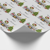 Red Sable Papillon Dog in een kerstzaal Cadeaupapier (Hoek)