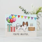 Red Sable Papillon Happy Dog kleurrijke verjaardag Kaart (Staand voorkant)
