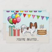 Red Sable Papillon Happy Dog kleurrijke verjaardag Kaart (Voorkant / Achterkant)