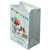 Red Sable Papillon Happy Dog kleurrijke verjaardag Medium Cadeauzakje (Voorkant Gekanteld)