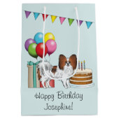 Red Sable Papillon Happy Dog kleurrijke verjaardag Medium Cadeauzakje (Achterkant)