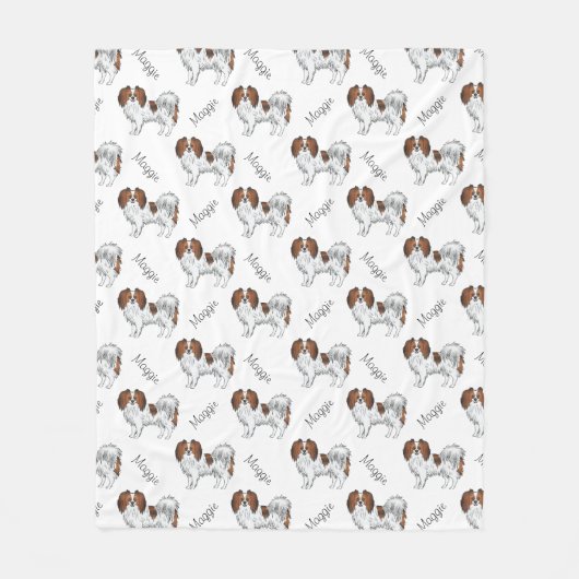Red Sable Phalène Dogs and Dog's Name Pattern Fleece Deken (Voorkant)