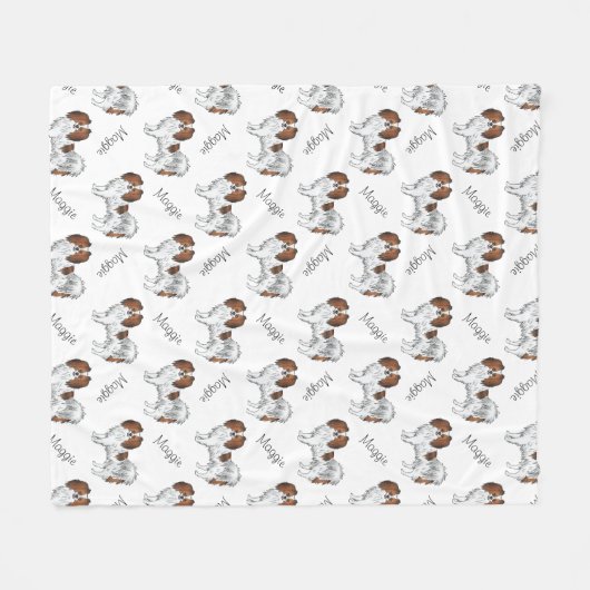 Red Sable Phalène Dogs and Dog's Name Pattern Fleece Deken (Voorkant (Horizontaal))