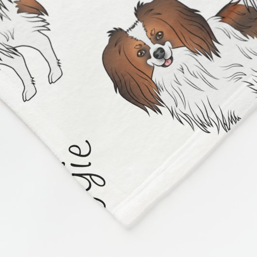 Red Sable Phalène Dogs and Dog's Name Pattern Fleece Deken (Hoek)