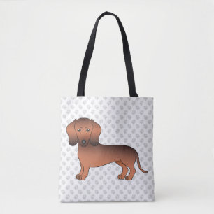 Red Sable Short Hair Dachshund Cartoon Dog & Paws Tote Bag