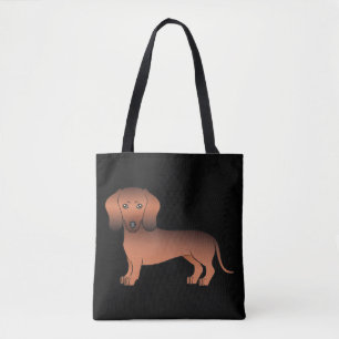 Red Sable Short Hair Dachshund Cartoon Dog - zwart Tote Bag