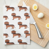 Red Sable Smooth Coat Dachshund Cute Dog Patroon Theedoek (Quarter Fold)
