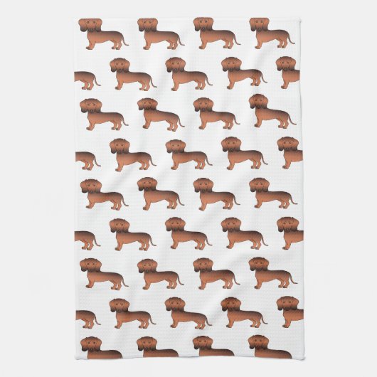 Red Sable Smooth Coat Dachshund Cute Dog Patroon Theedoek (Verticaal)