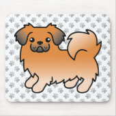Red Sable Tibetan Spaniel Cute Cartoon Dog & Paws Muismat (Voorkant)
