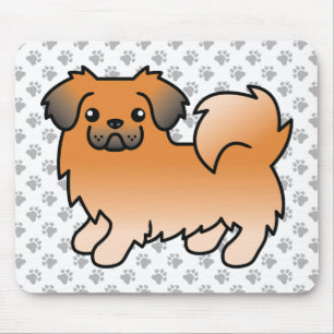 Red Sable Tibetan Spaniel Cute Cartoon Dog & Paws Muismat