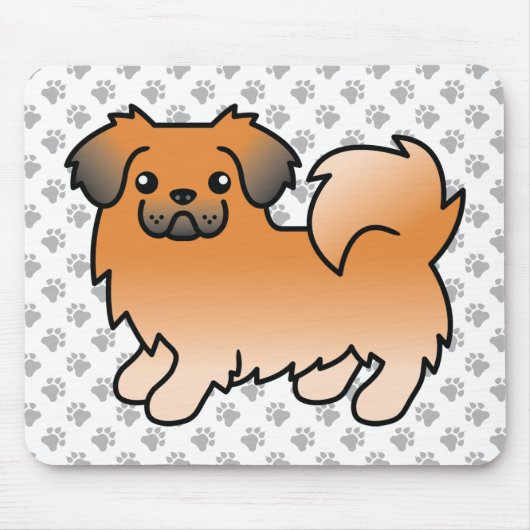 Red Sable Tibetan Spaniel Cute Cartoon Dog & Paws Muismat (Voorkant)