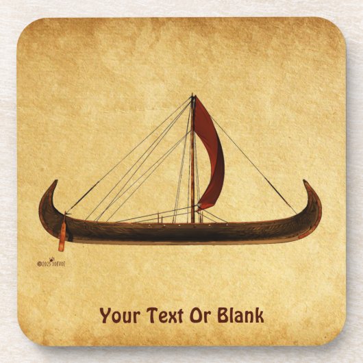 Red Sail Vikingschip Bier Onderzetter (Voorkant)