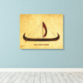 Red Sail Vikingschip Canvas Afdruk (Insitu (Houten vloer))