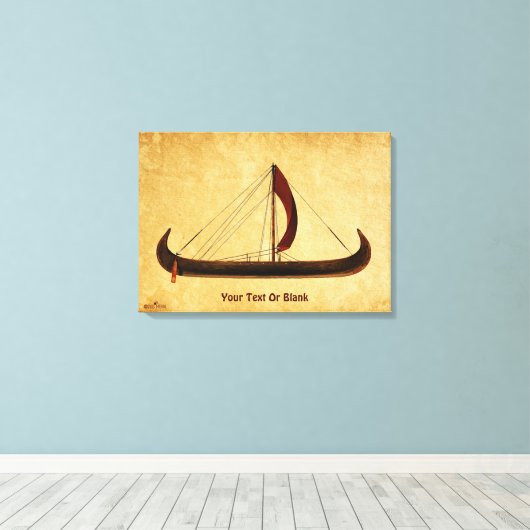 Red Sail Vikingschip Canvas Afdruk (Insitu (Houten vloer))