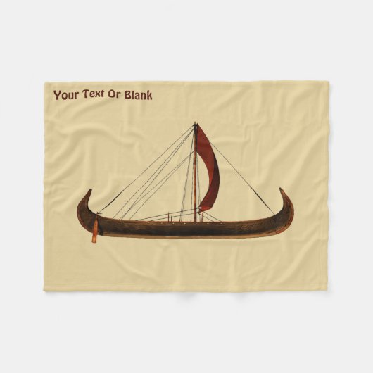 Red Sail Vikingschip Fleece Deken (Voorkant (Horizontaal))