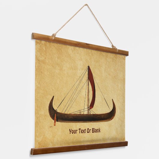 Red Sail Vikingschip Hangend Wandkleed (Gebogen)