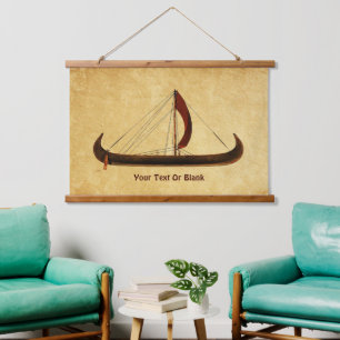 Red Sail Vikingschip Hangend Wandkleed