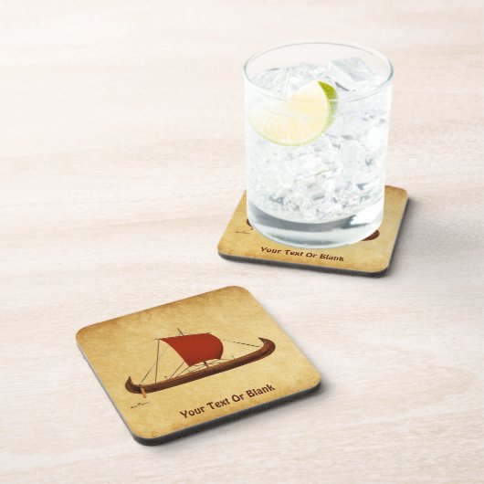 Red Sail Vikingschip II Bier Onderzetter (Rechterzijde)