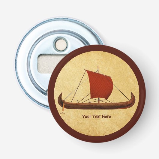 Red Sail Vikingschip II Button Flesopener (Voorkant)