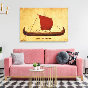 Red Sail Vikingschip II Canvas Afdruk