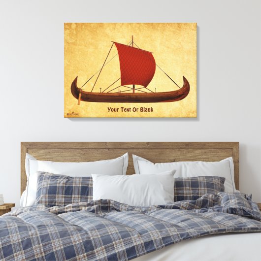 Red Sail Vikingschip II Canvas Afdruk (Insitu (Slaapkamer))