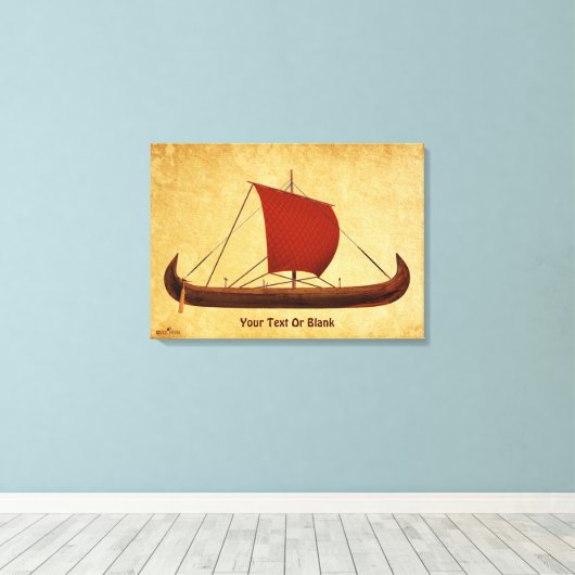 Red Sail Vikingschip II Canvas Afdruk (Insitu (Houten vloer))