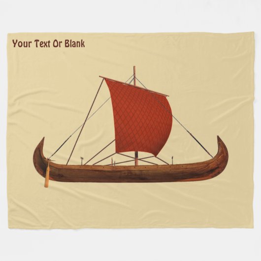 Red Sail Vikingschip II Fleece Deken (Voorkant (Horizontaal))