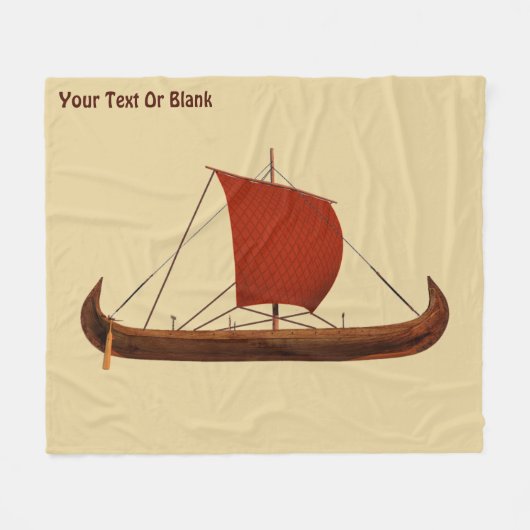 Red Sail Vikingschip II Fleece Deken (Voorkant (Horizontaal))