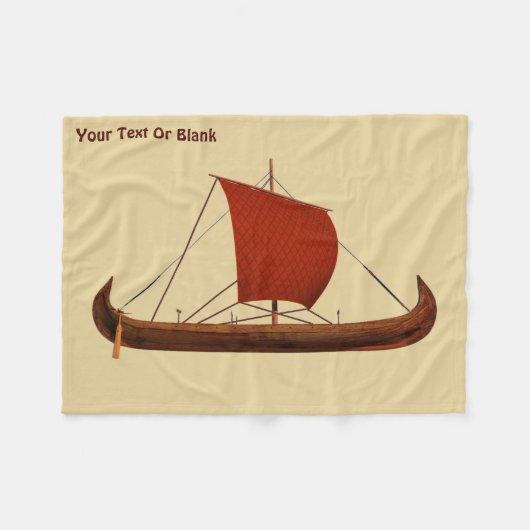 Red Sail Vikingschip II Fleece Deken (Voorkant (Horizontaal))