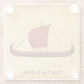 Red Sail Vikingschip II Glazen Onderzetter (Achterkant)