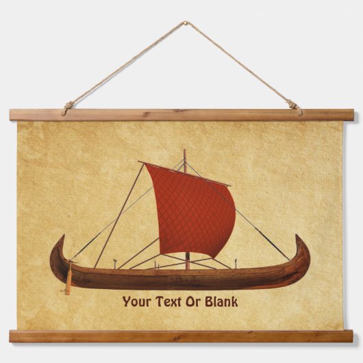 Red Sail Vikingschip II Hangend Wandkleed (Voorkant)